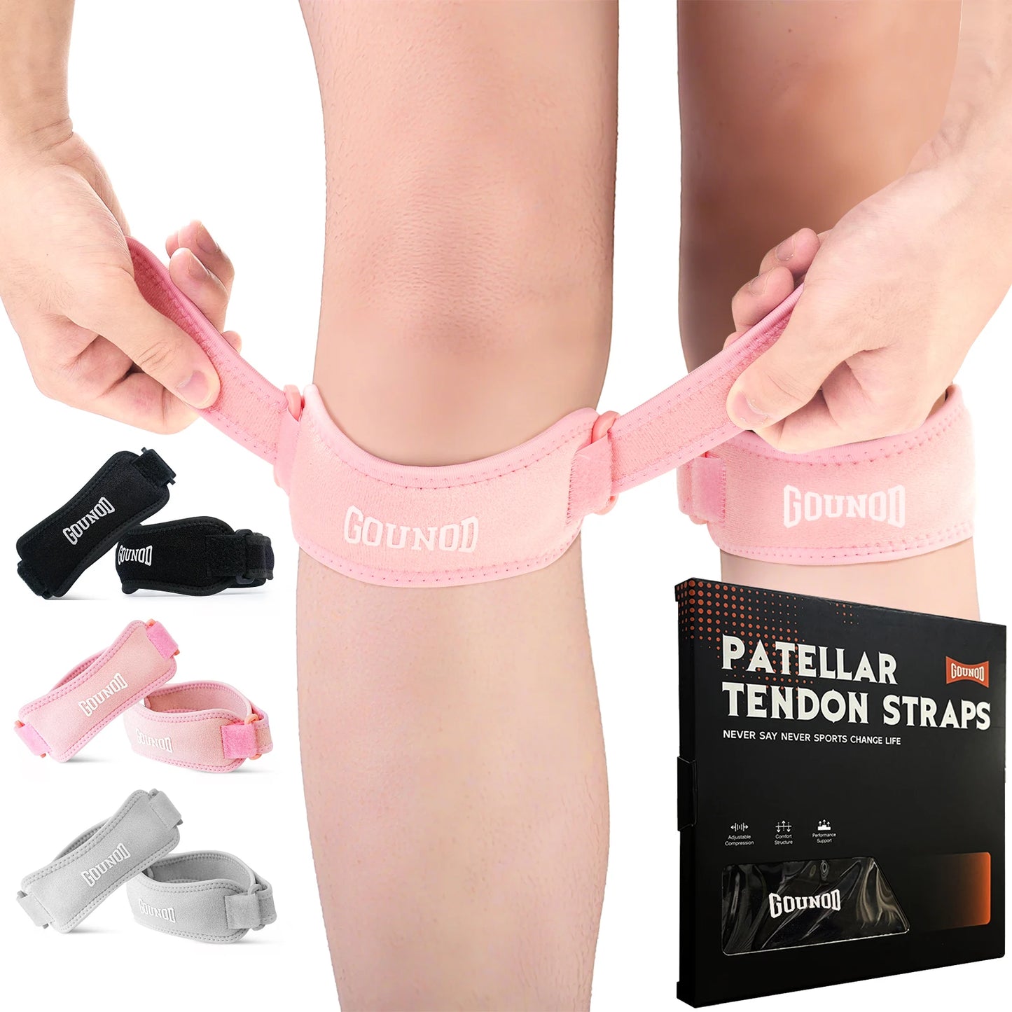 GOUNOD Patella Knee Straps Adjustable Pain Relief Running