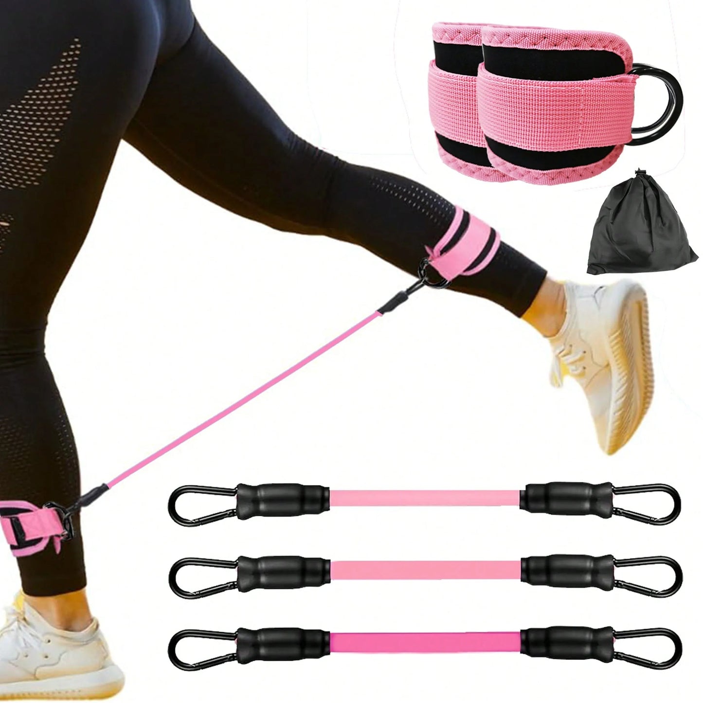 Ankle Resistance Bands Set For Leg Strength At Home Gym