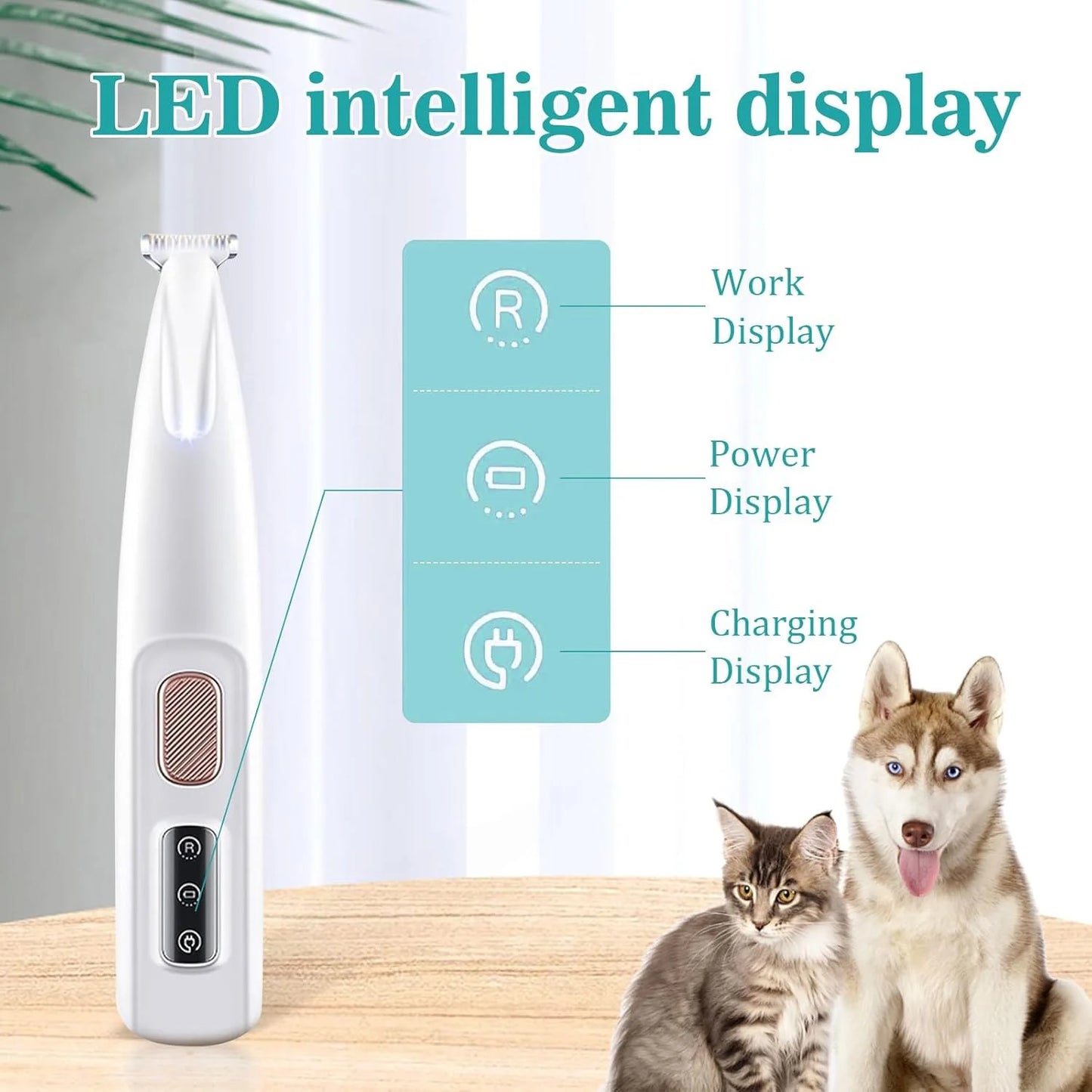 Rechargeable Pet Grooming Clippers With LED Light Blade