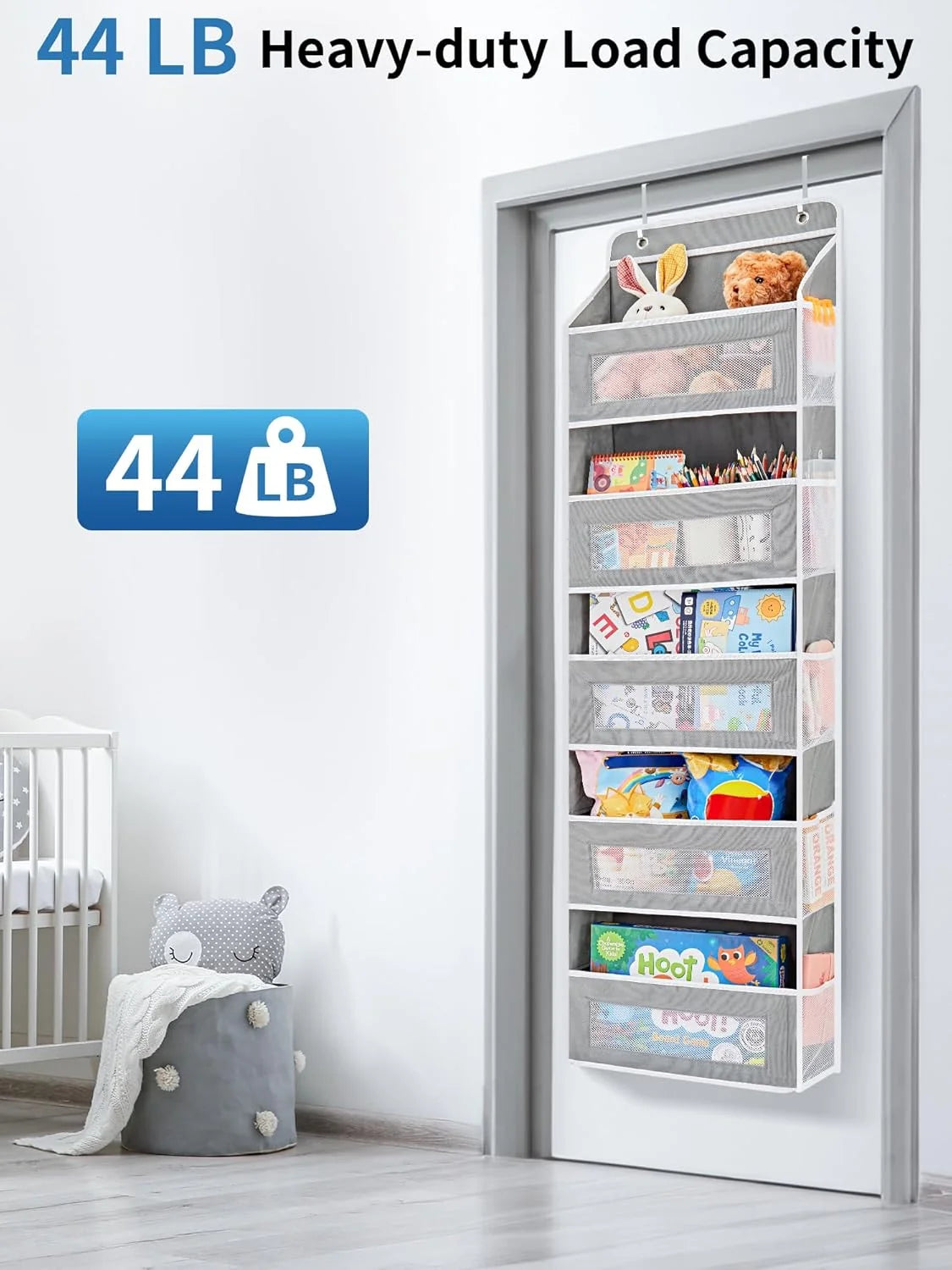 5-Shelf Hanging Storage Organizer Behind Door Pockets Anti Tilt