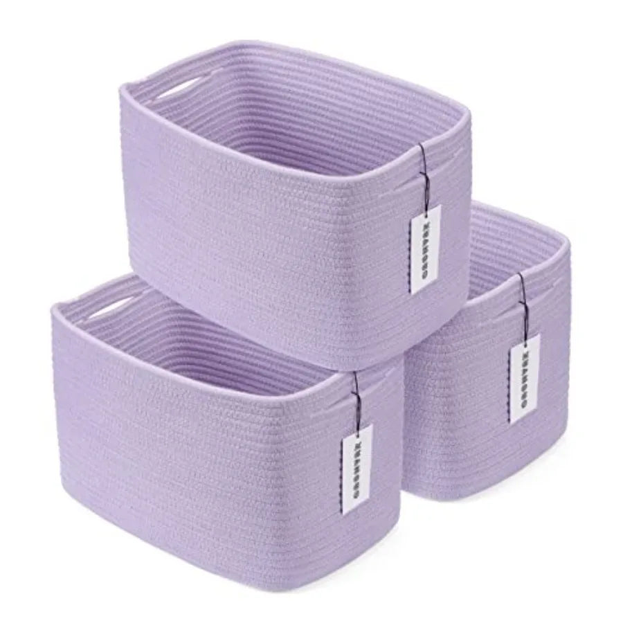 Cotton Rope Woven Storage Basket For Organizing Shelves And Cabinets