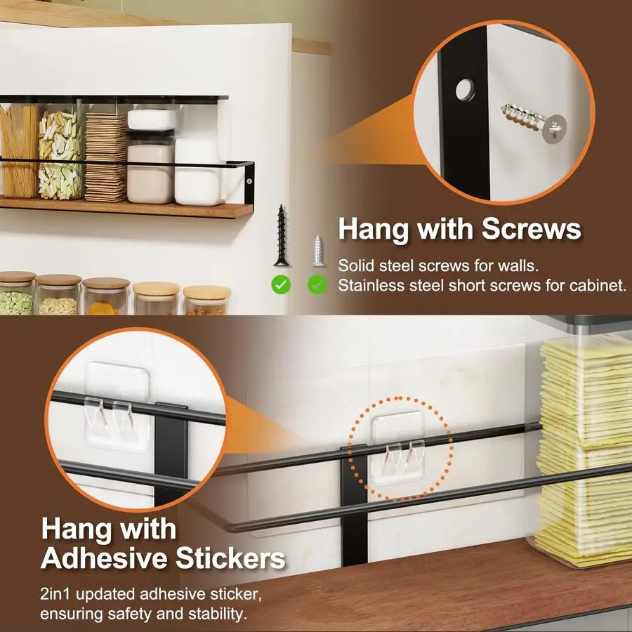Rustic Style Wall Mount Spice Rack For Cabinet Door