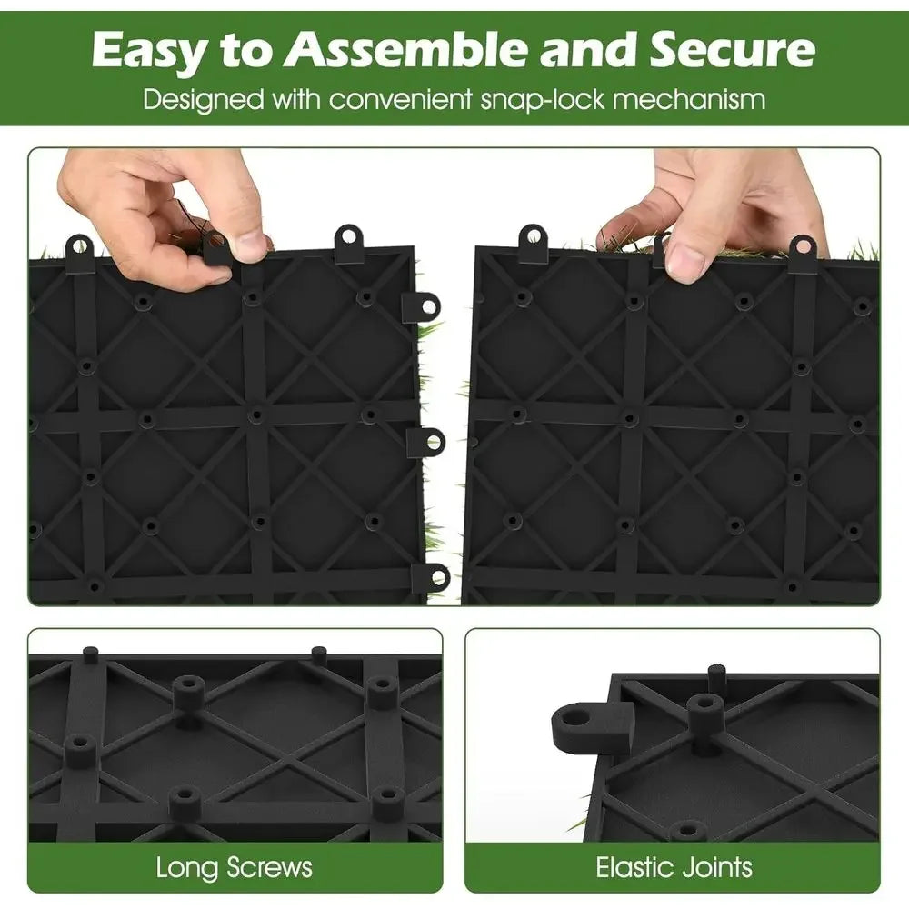 Interlocking Artificial Grass Tiles 30 Piece For Indoor And Outdoor Flooring