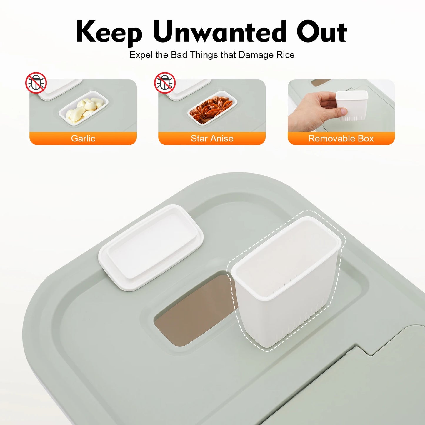 Airtight 10kg Food Storage Container For Flour And Rice Dispenser