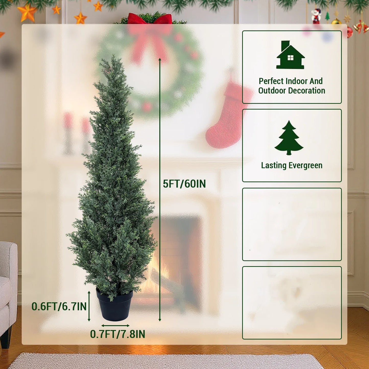 HiMISS Artificial Cedar Topiary Trees 2 Pack UV Resistant Outdoor