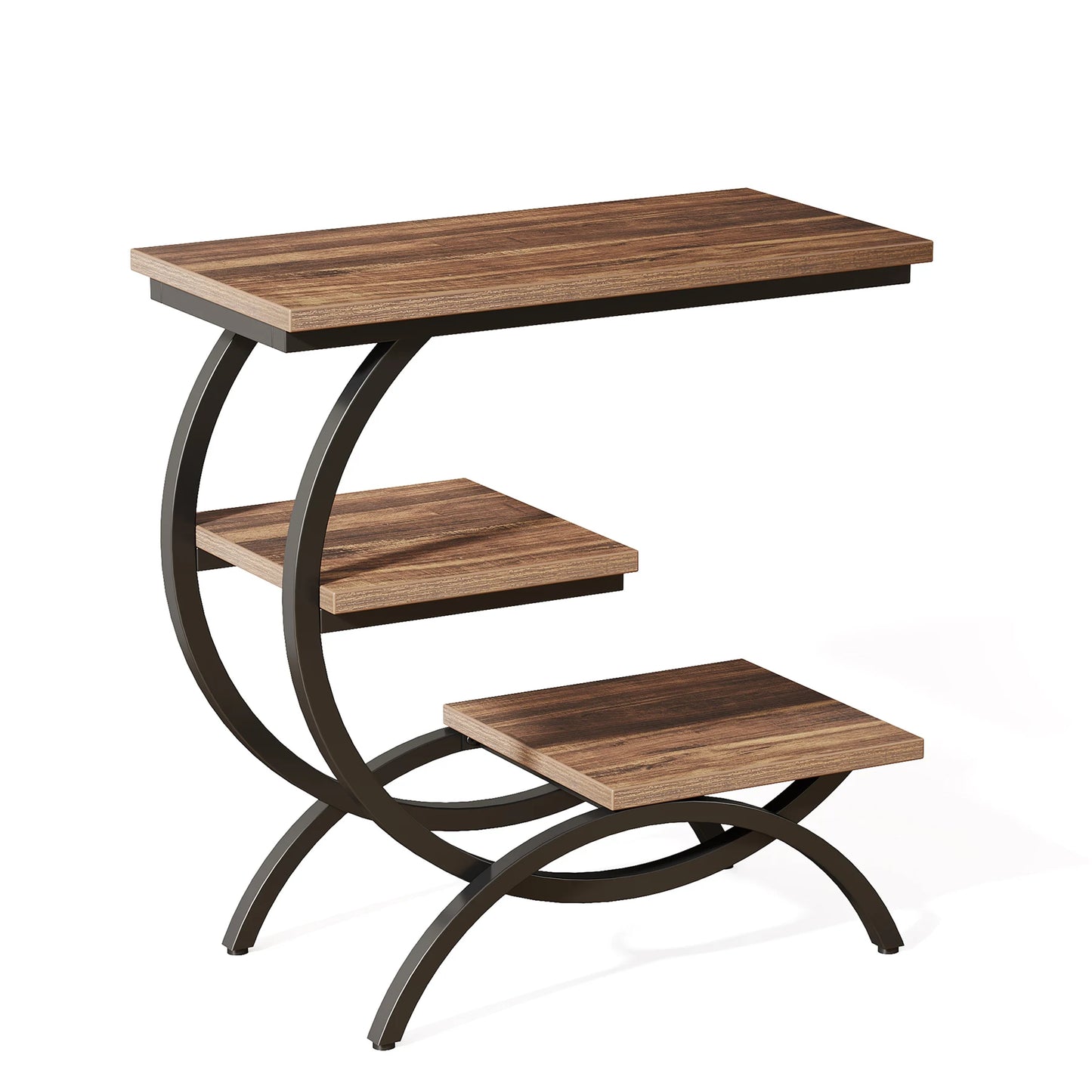 Tribesigns C Shaped End Table Industrial 3 Tier With Storage