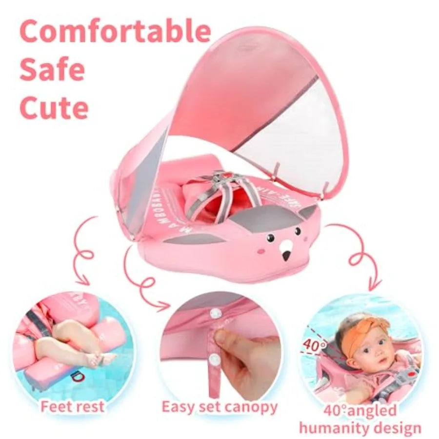 Non Inflatable Baby Swim Float With Tail Canopy Smart Trainer