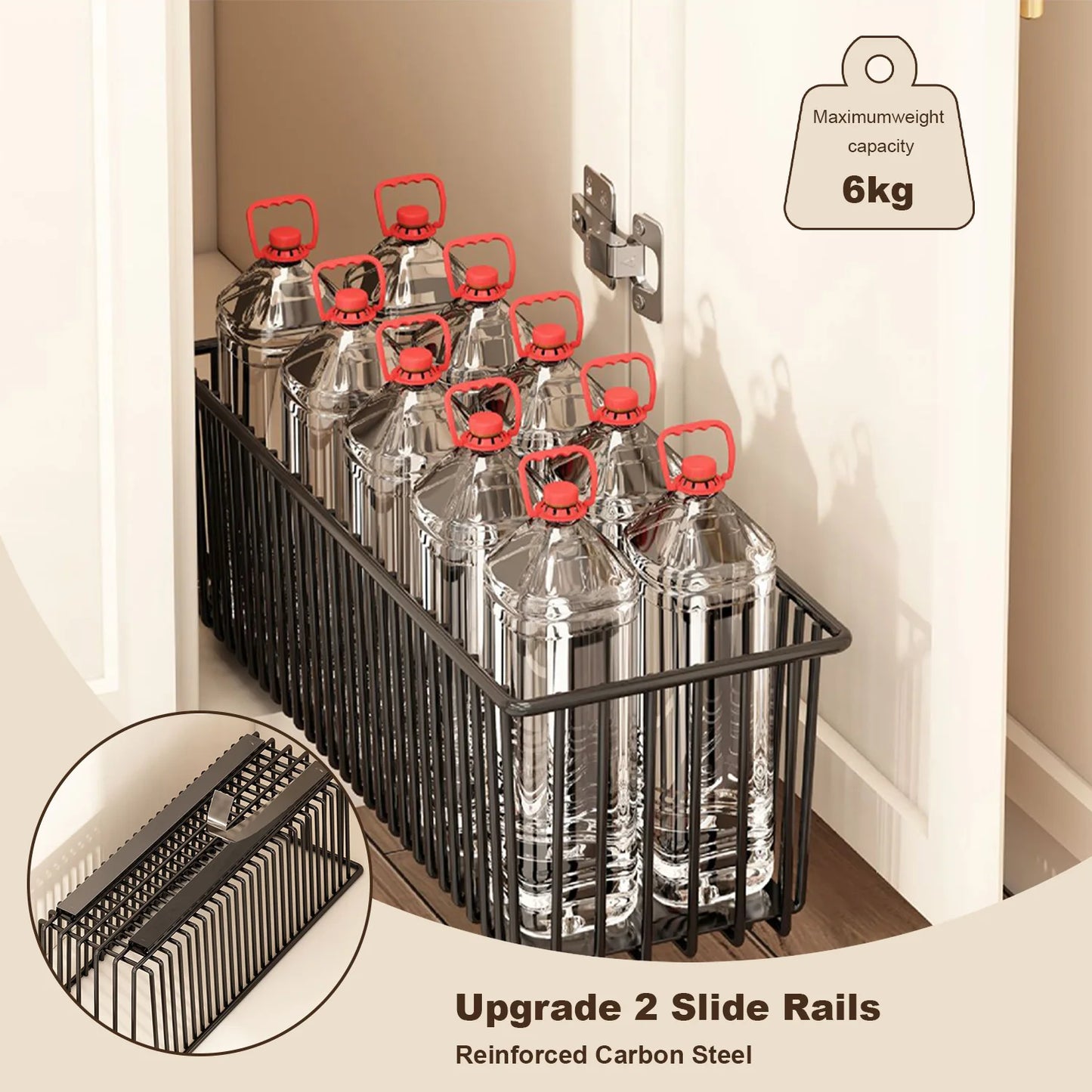 TWISTER.CK Pull Out Cabinet Organizer 2 Pack Drawer Slides For Kitchen