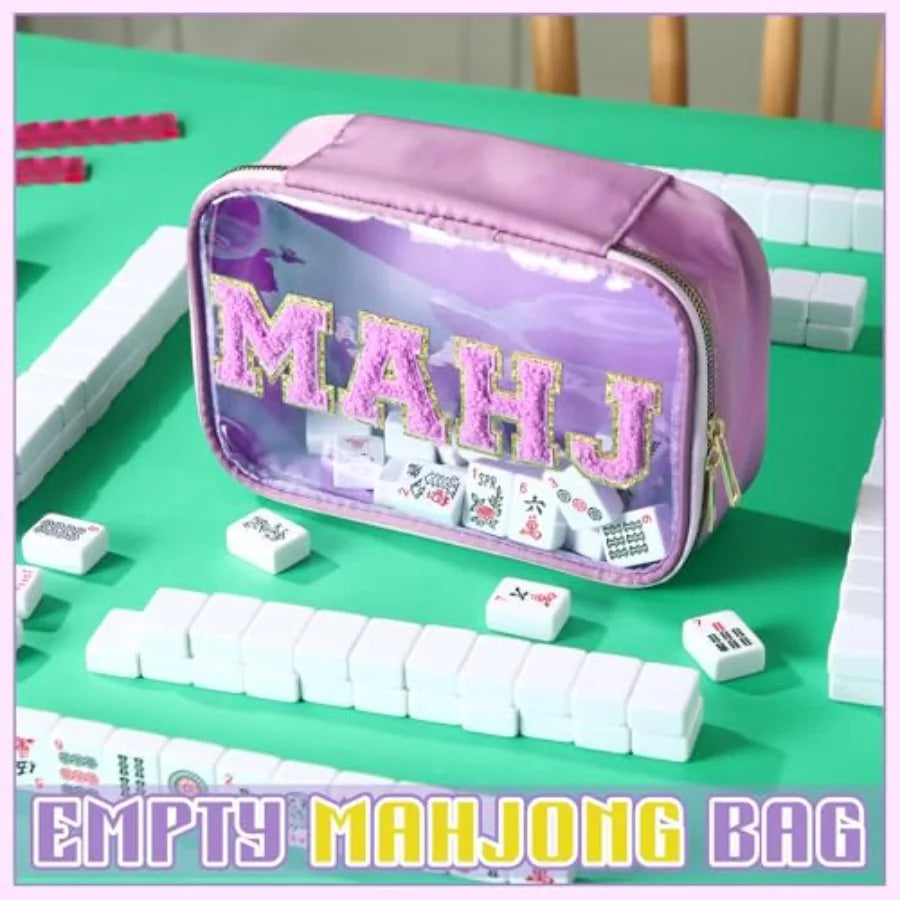 PVC Mahjong Tile Storage Bag With Zippered Case For Games