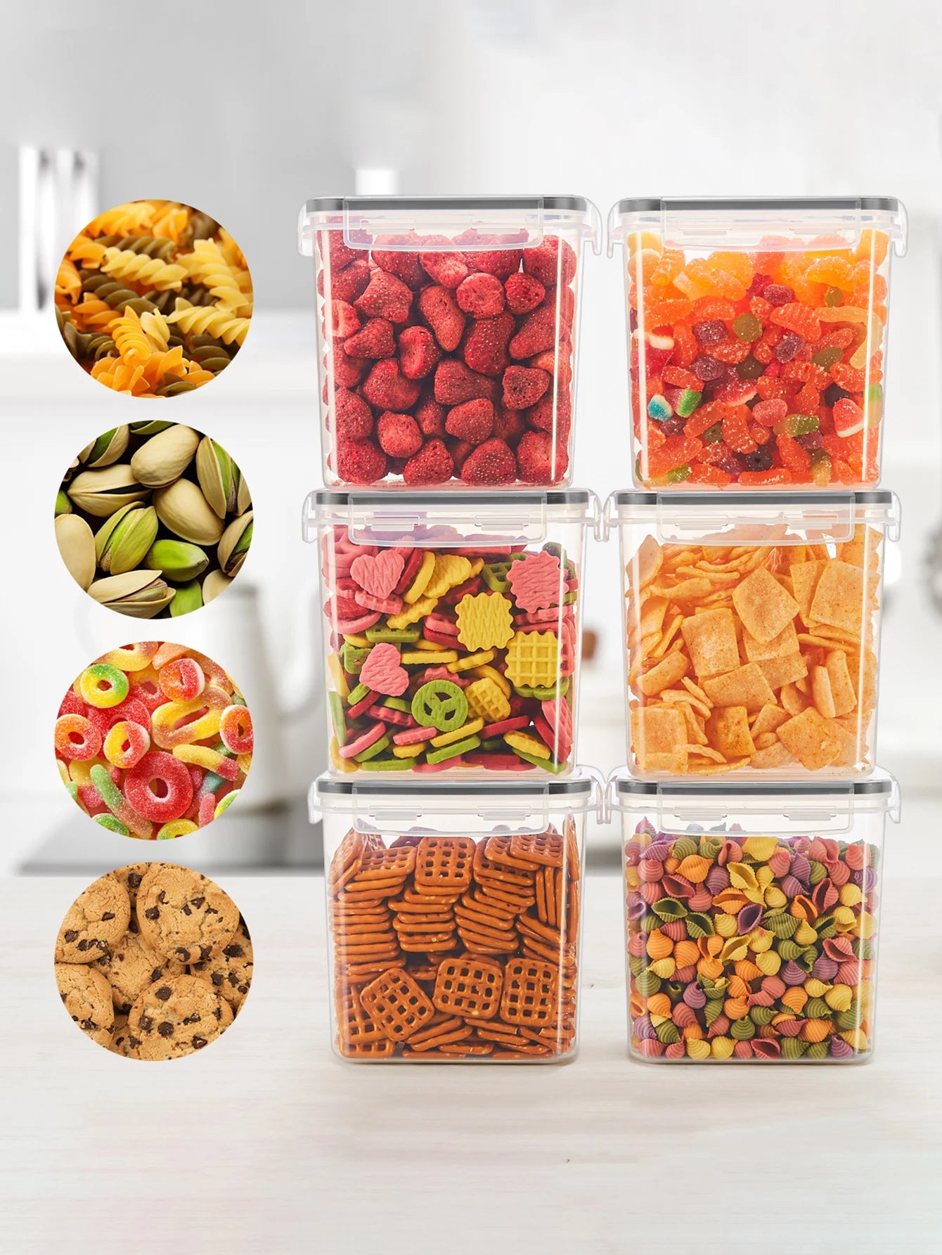 Stackable Large Capacity Food Storage Containers Set For Kitchen Organization