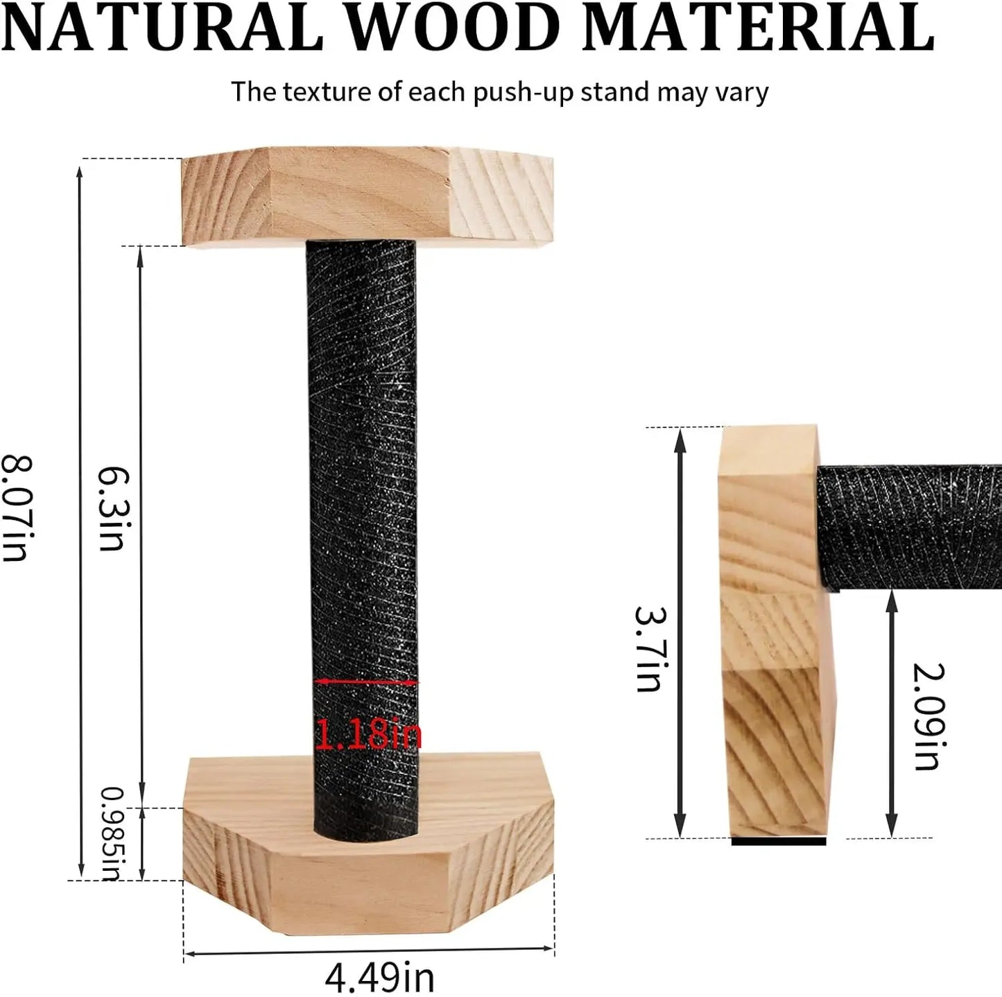 Wood Pushup Bars With Non Slip Base Home Workout Equipment