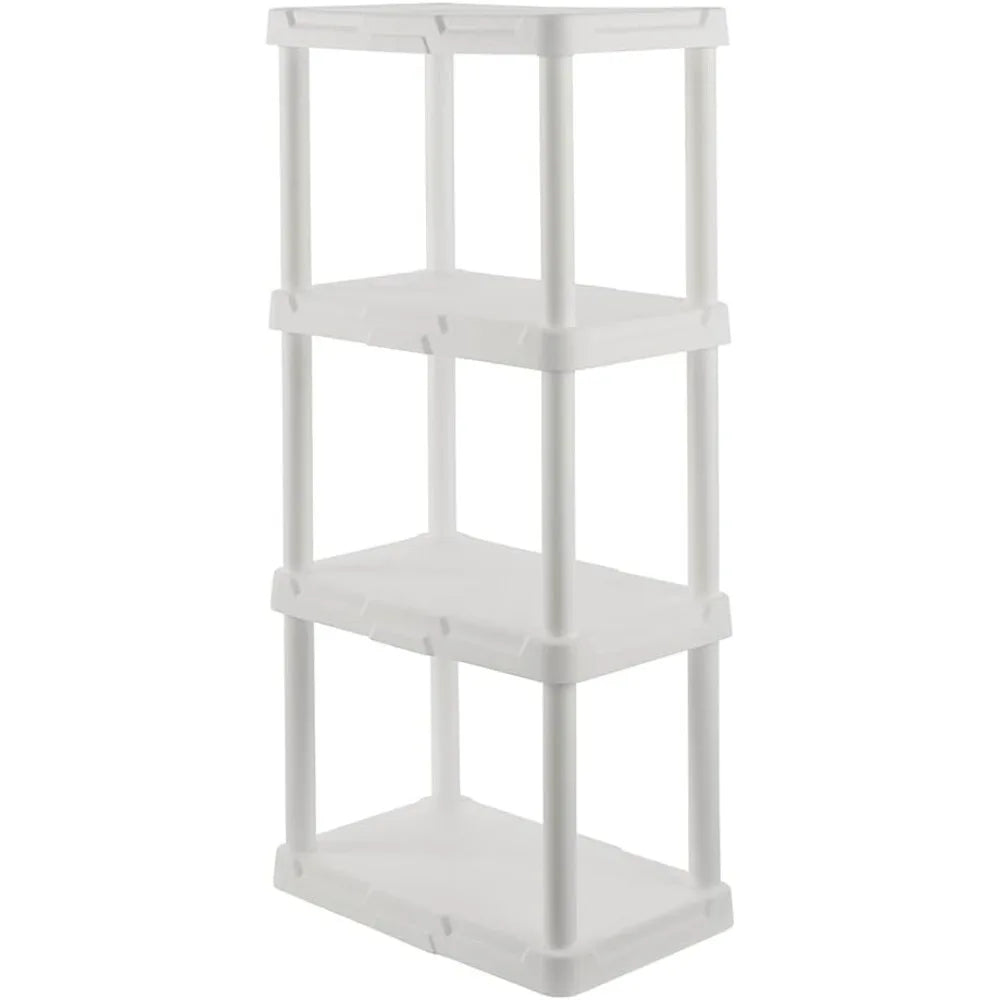 CX 4-Tier Plastic Storage Shelving Unit Light 50lbs Per Shelf