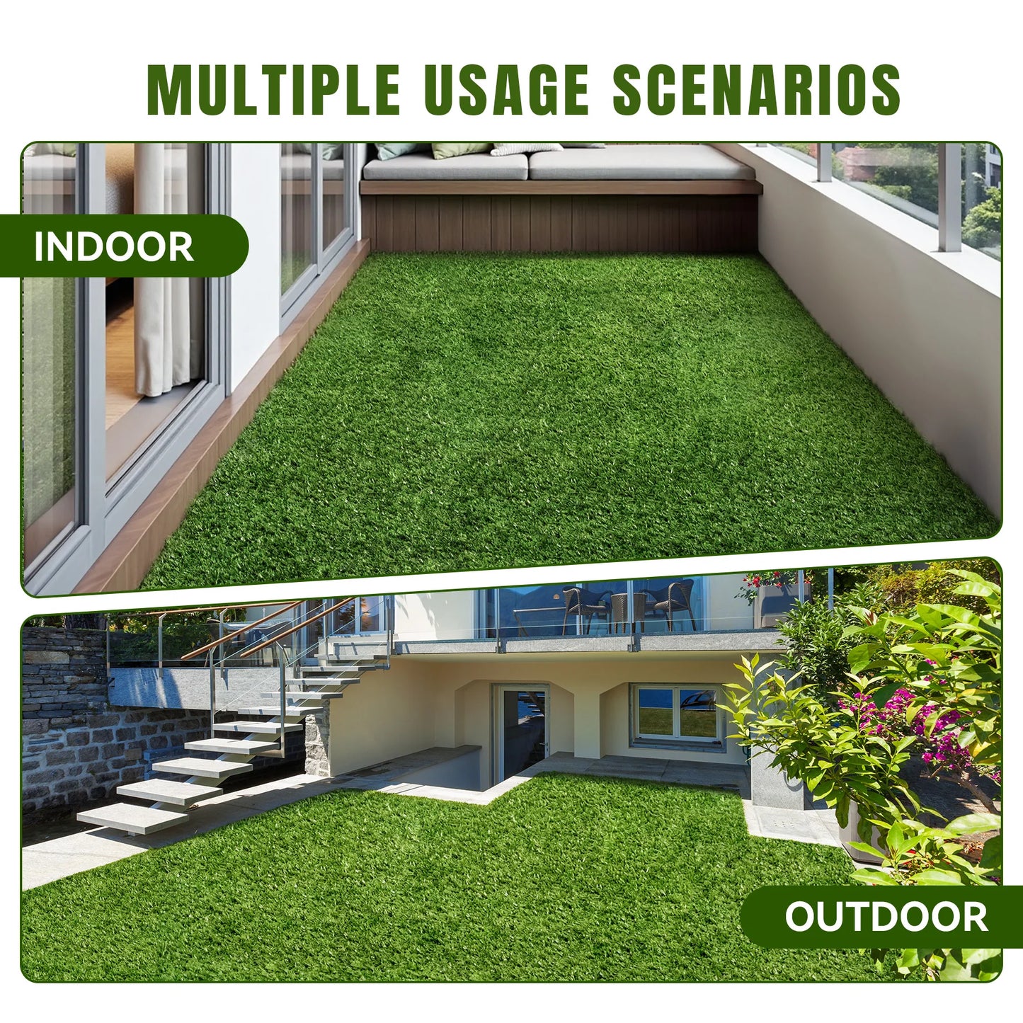 Realistic Artificial Turf For Pets With Drainage Holes Low Maintenance