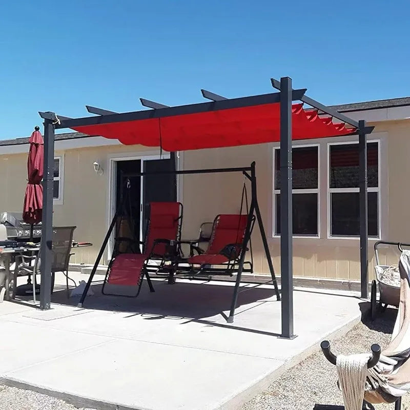 Purple Leaf Outdoor Retractable Pergola With Sun Shade Canopy