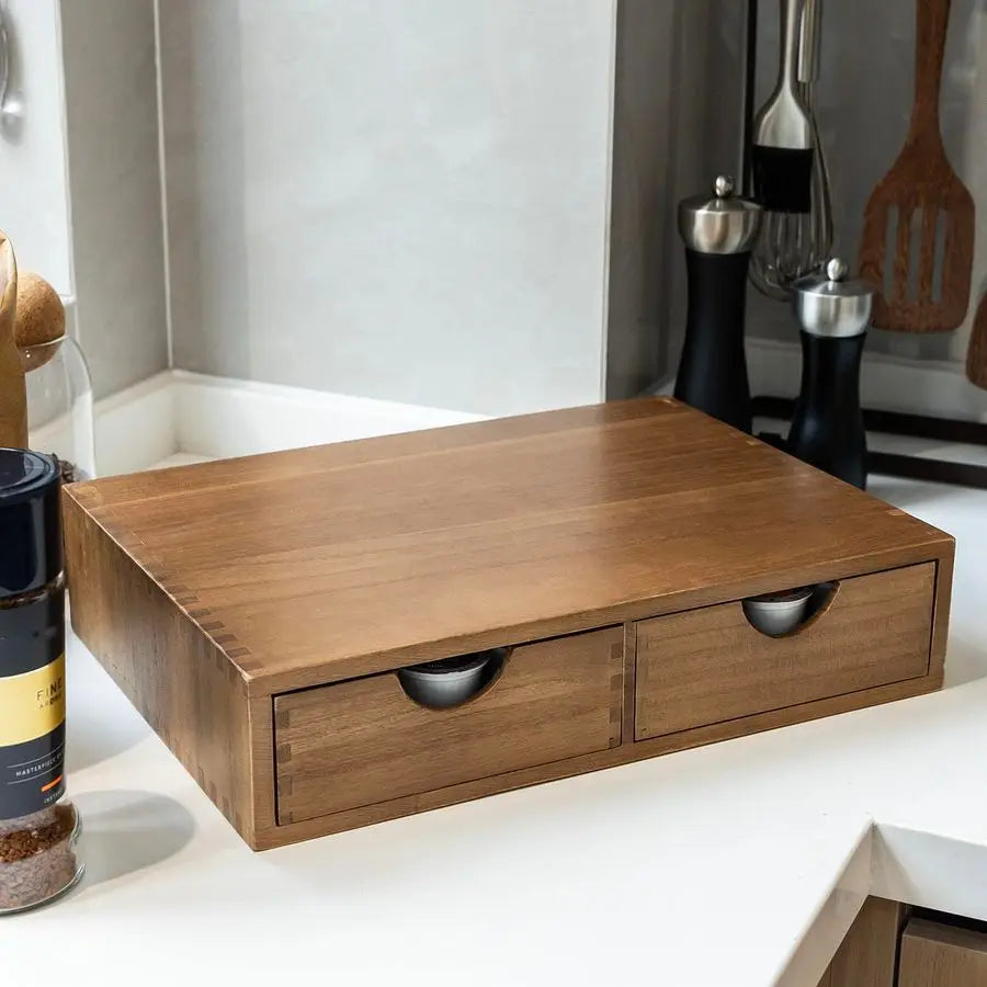 XMSJ K Cup Organizer Wood Coffee Pod Storage Box And Drawer