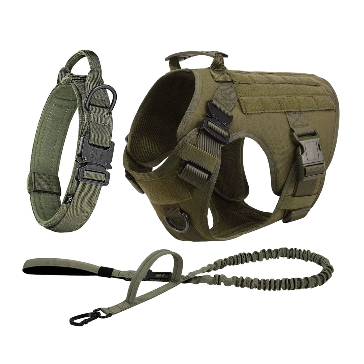 PETRAVEL Tactical Dog Harness Vest With Leash Molle Pouches