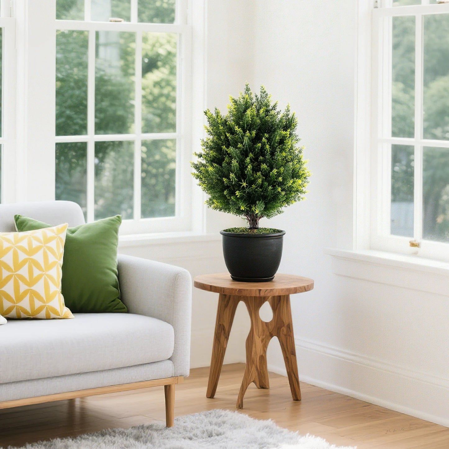 LIFEZEAL 2 Pack Artificial Cypress Topiary Trees With Ground Spikes