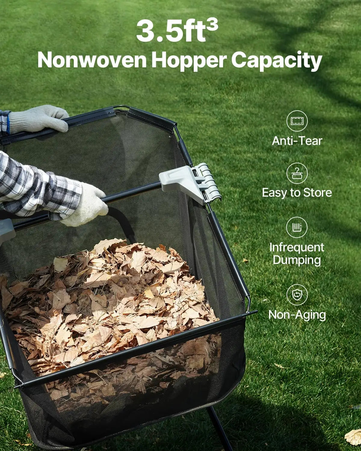 Push Lawn Sweeper Leaf And Grass Collector Heavy Duty Steel