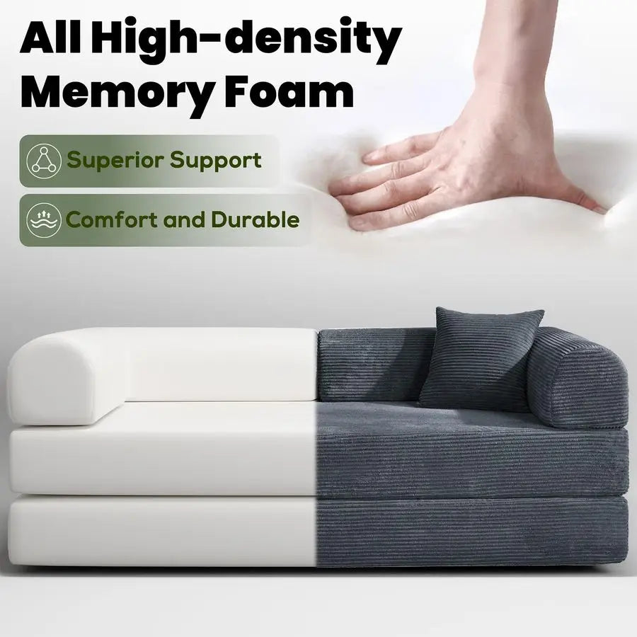 MBVM Convertible Sleeper Sofa Bed Foldable Modular Couch Memory Foam