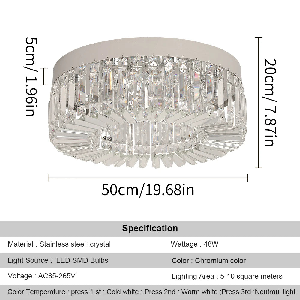 VETRULUS Crystal Ceiling Lamp Living Room Modern Chandelier
