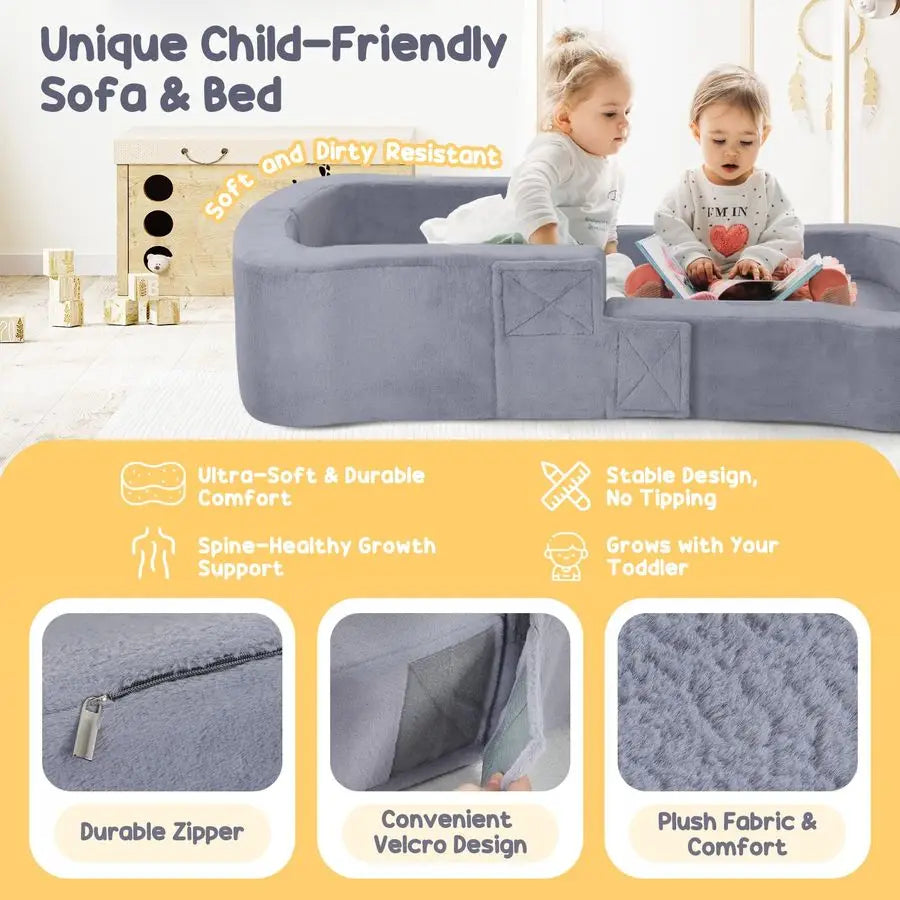 XMSJ 2in1 Travel Bed Toddler Sofa Chair Washable Covers