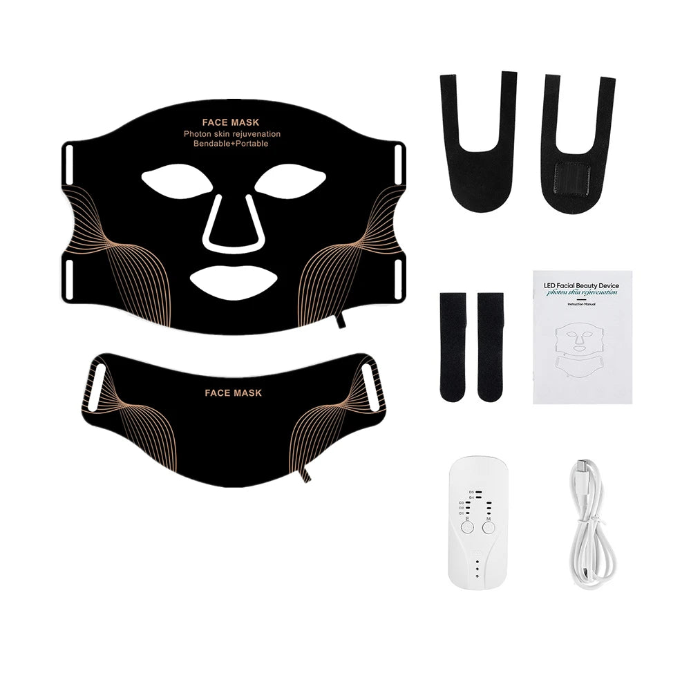 Foreverlily Silicone LED Mask With Neck Infrared Red Light Therapy