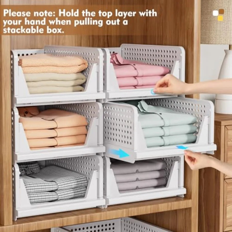 Stackable Closet Storage Basket Multifunctional Foldable Organizer For Home