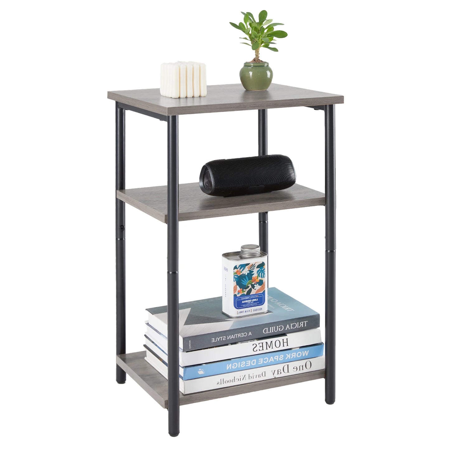 JHK End Table With Adjustable Feet Space Saving Frame