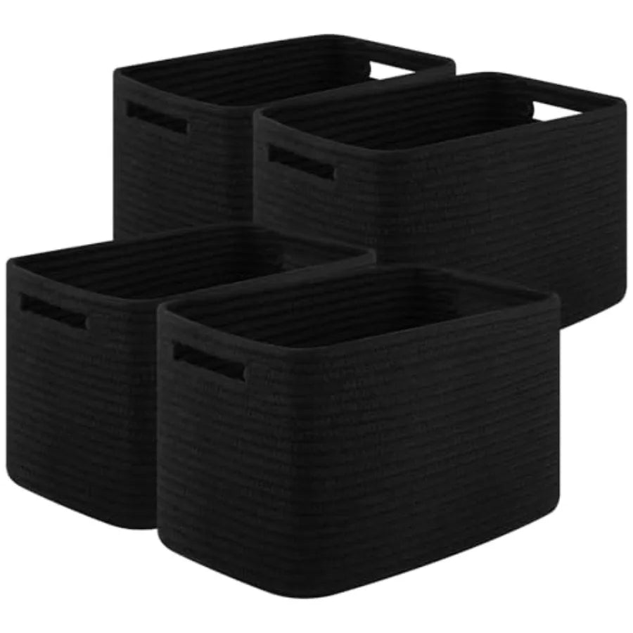 Woven Storage Baskets for Shelves and Organizing Cotton Rope Bins