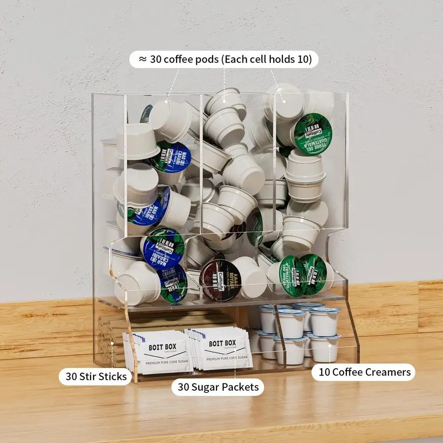 XMSJ Clear Acrylic Coffee Pod Dispenser Organizer Rack