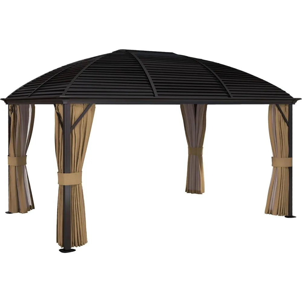 Hardtop Aluminum Gazebo With Galvanized Roof And Netting