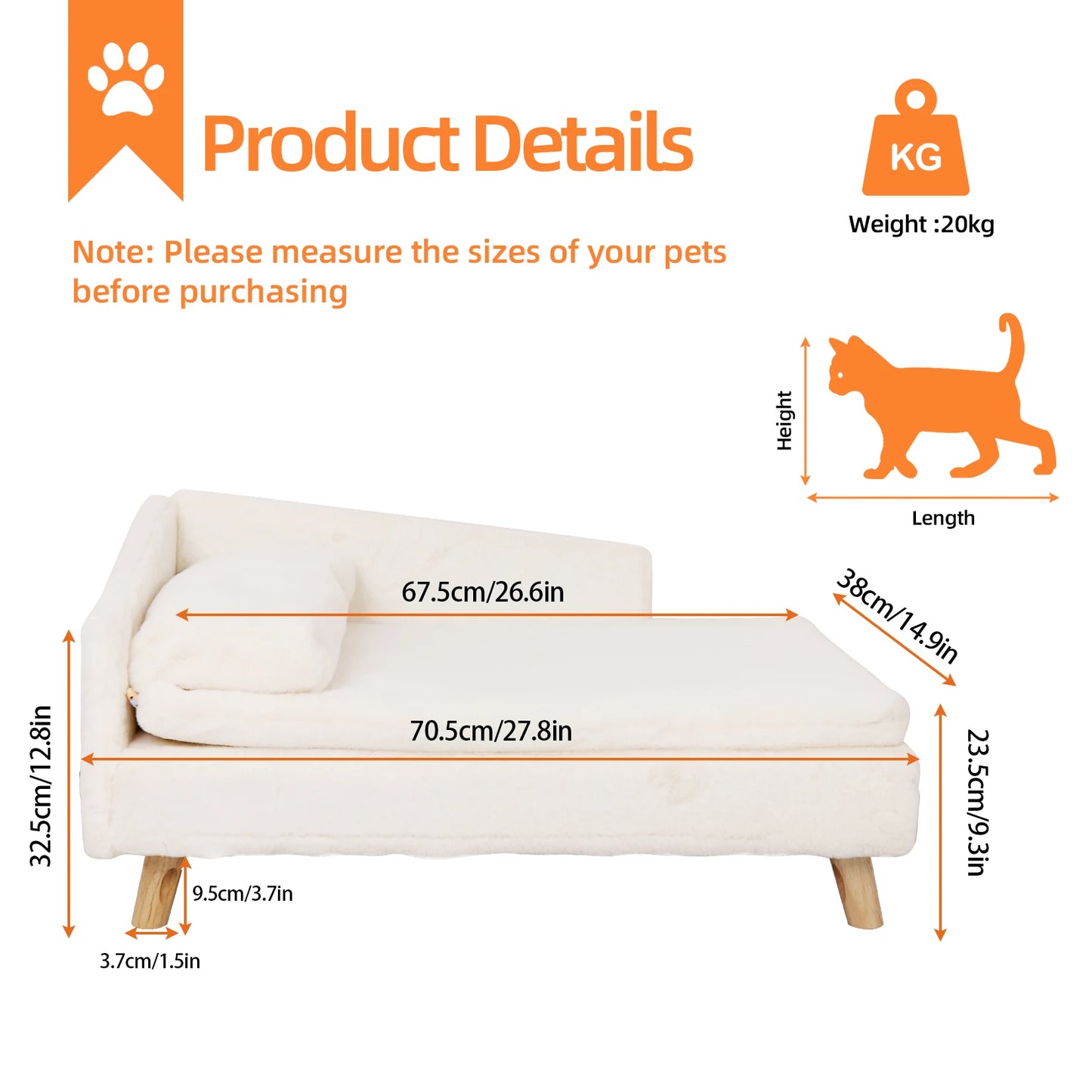 BINGOPAW Waterproof Pet Sofa Bed Raised Lounger For Dogs And Cats
