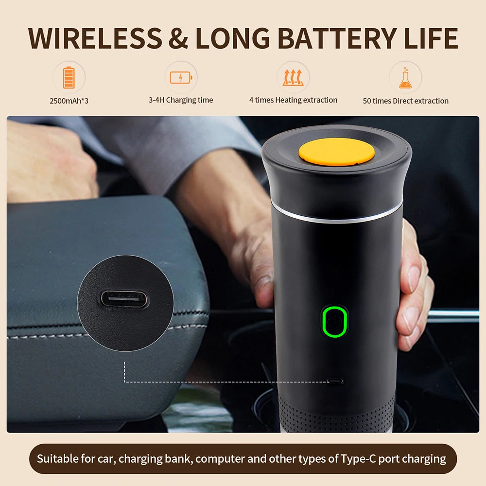 Obecilc Wireless Portable Espresso Coffee Machine 3-In-1 Capsule