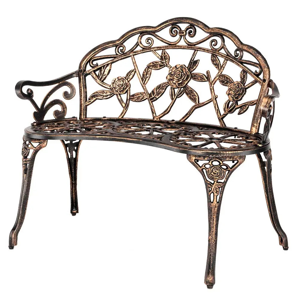 Patio Garden Metal Rose Bench For Two Cast Iron Aluminum