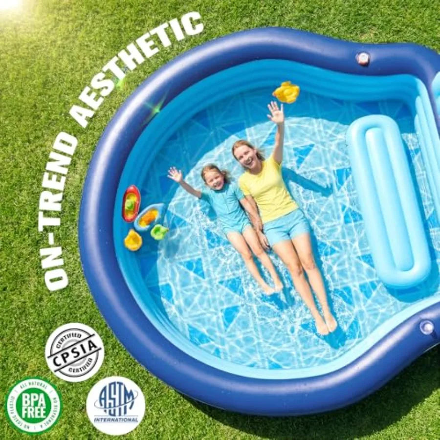 Inflatable Pool With Seats And Headrest For Backyard Use PVC