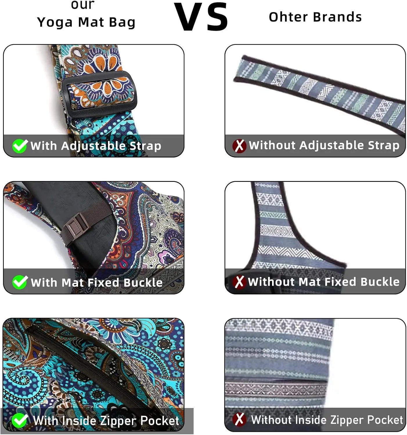 Yoga Mat Bag For Women With Large Zipper Pockets Carrier