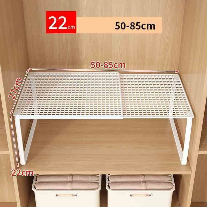 Stackable Telescopic Closet Shelf Bamboo Wardrobe Organizer With Dividers