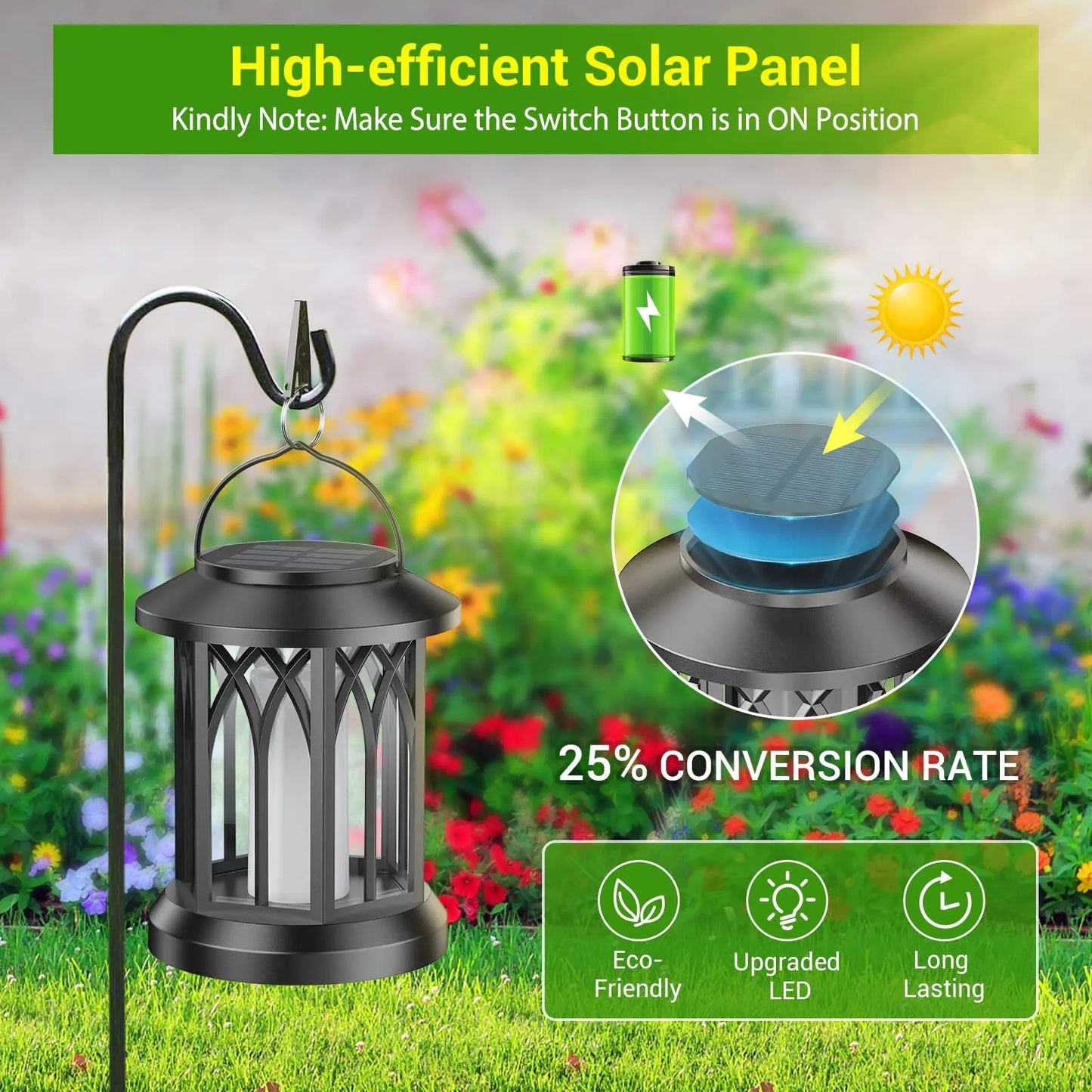 Solar Lanterns Outdoor Led Flickering Flame 4 Pack Waterproof