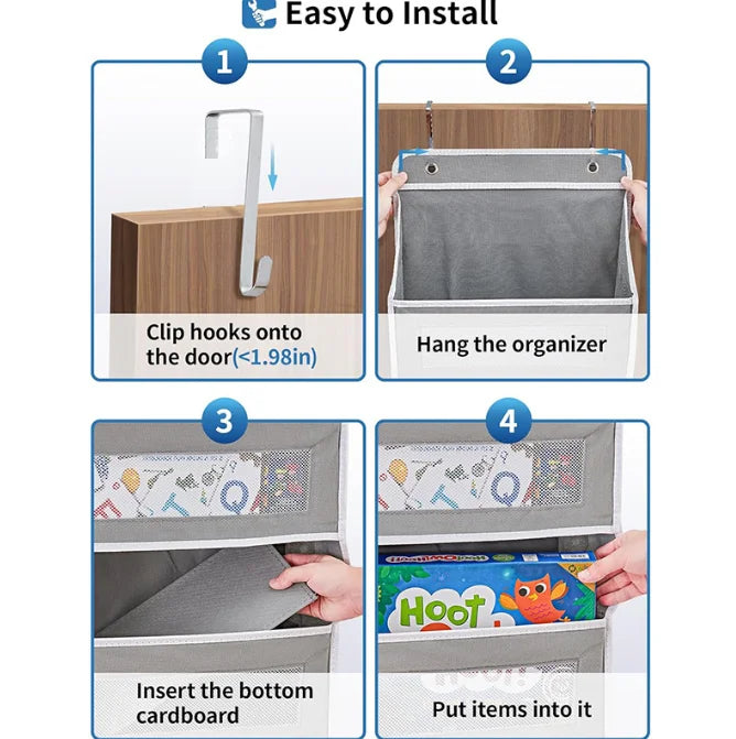 5-Shelf Hanging Storage Organizer Behind Door Pockets Anti Tilt