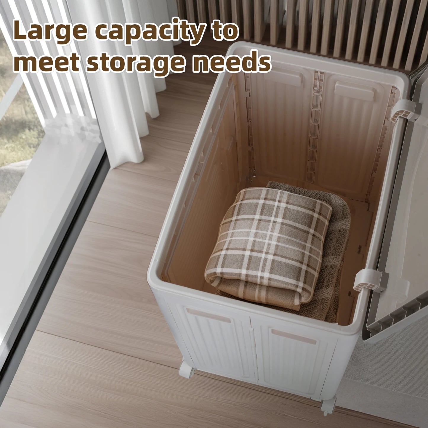 Foldable Storage Box With Wheels Large Capacity Dustproof Organizer
