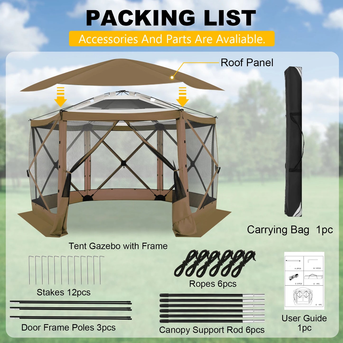 Tooluck Pop Up Gazebo With Mosquito Netting And Awning