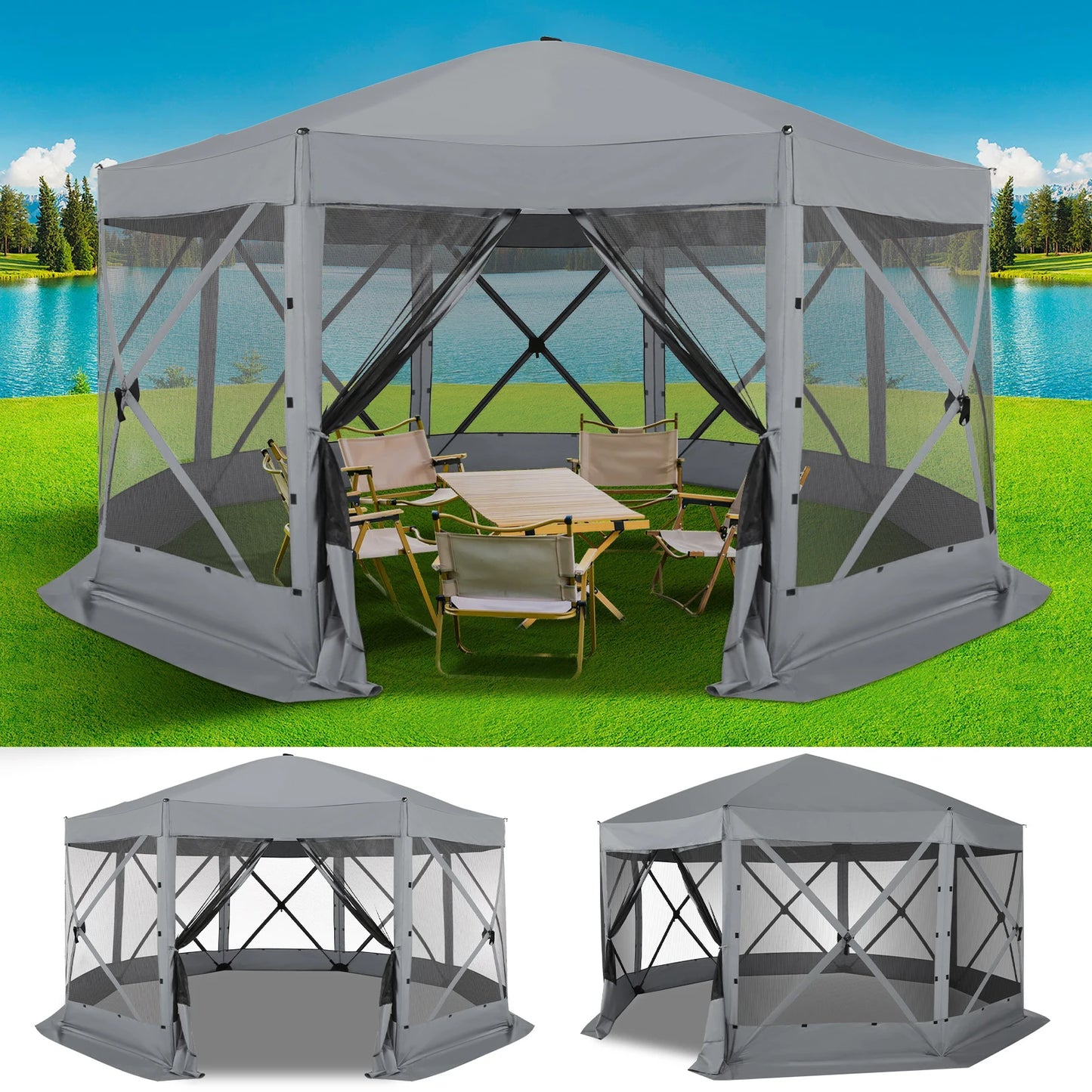 Cobizi Pop Up Gazebo Canopy Tent With Mosquito Netting