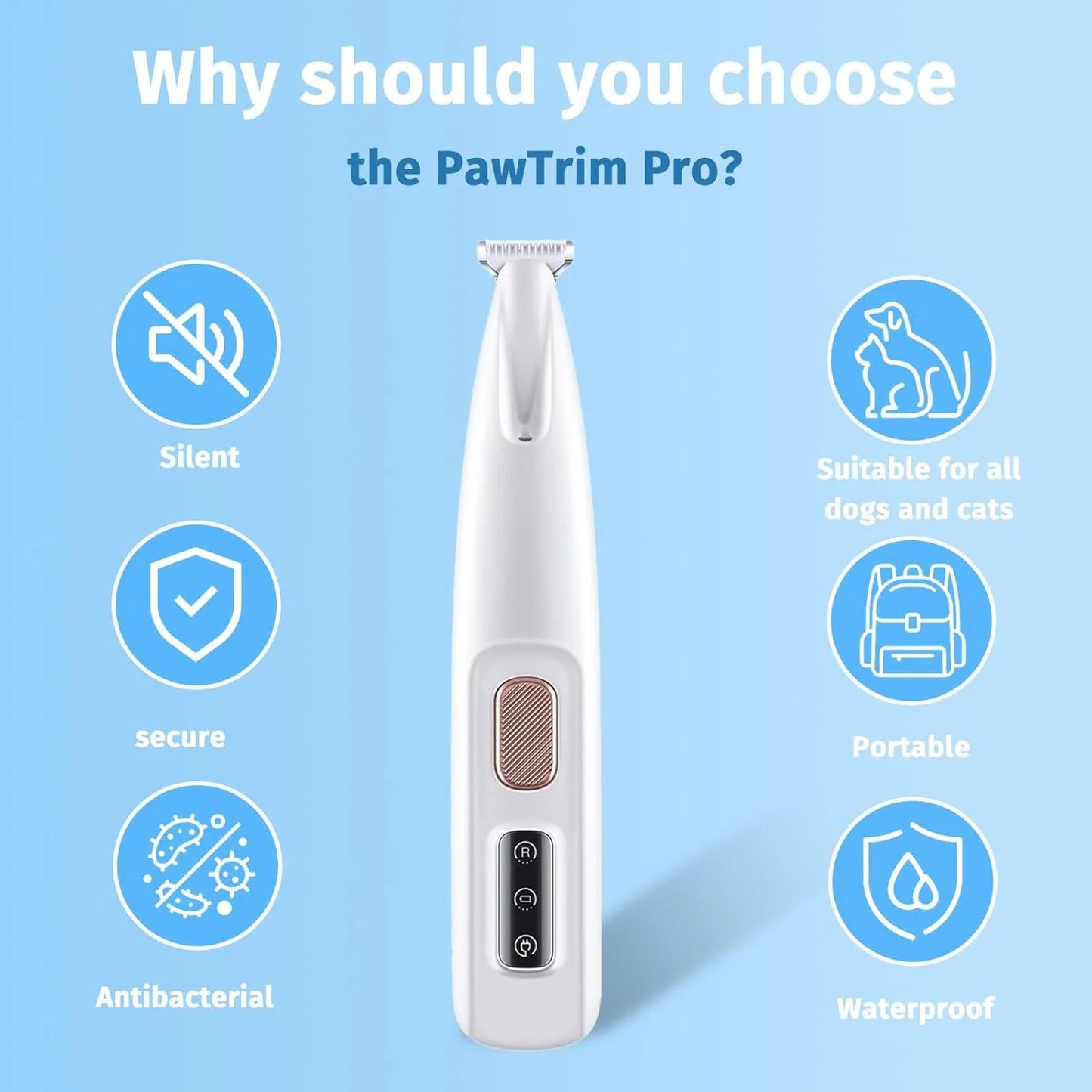 Rechargeable Pet Grooming Clippers With LED Light Blade