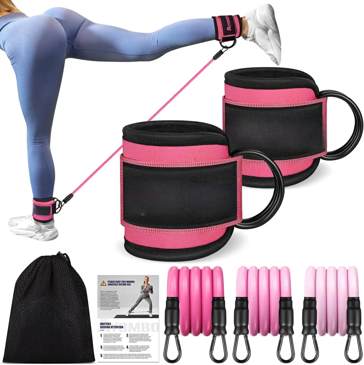 Ankle Resistance Bands Set For Leg Strength At Home Gym