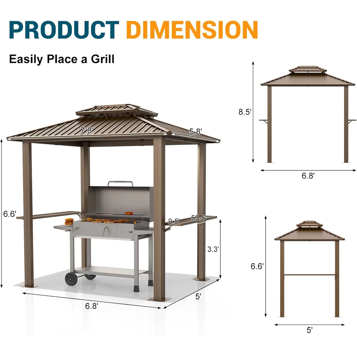 Tooluck Hardtop Gazebo With Galvanized Steel Roof And Aluminum Frame