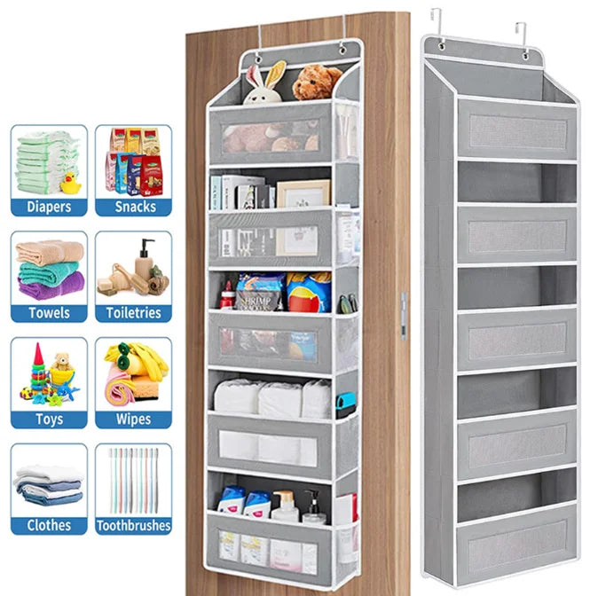 5-Shelf Hanging Storage Organizer Behind Door Pockets Anti Tilt