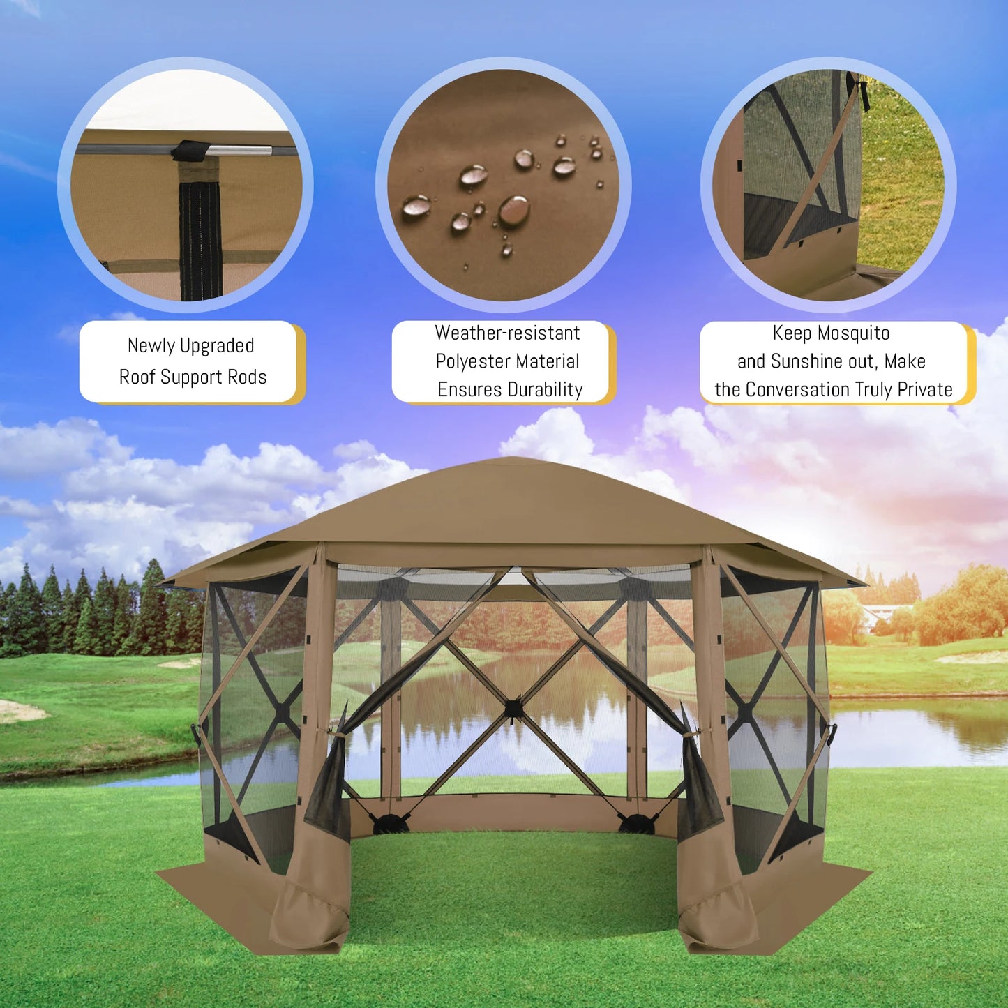 Tooluck Pop Up Gazebo With Mosquito Netting And Awning