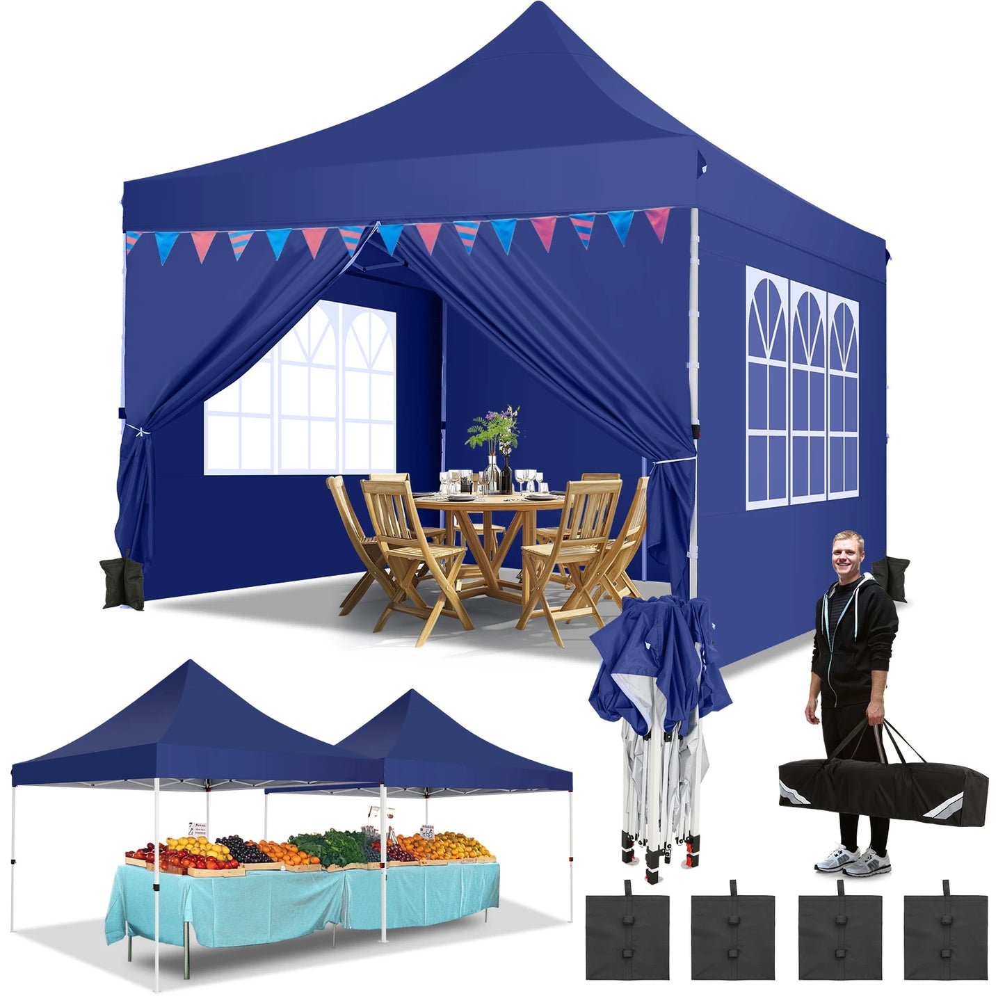 Tooluck Pop Up Canopy Tent With Sidewalls
