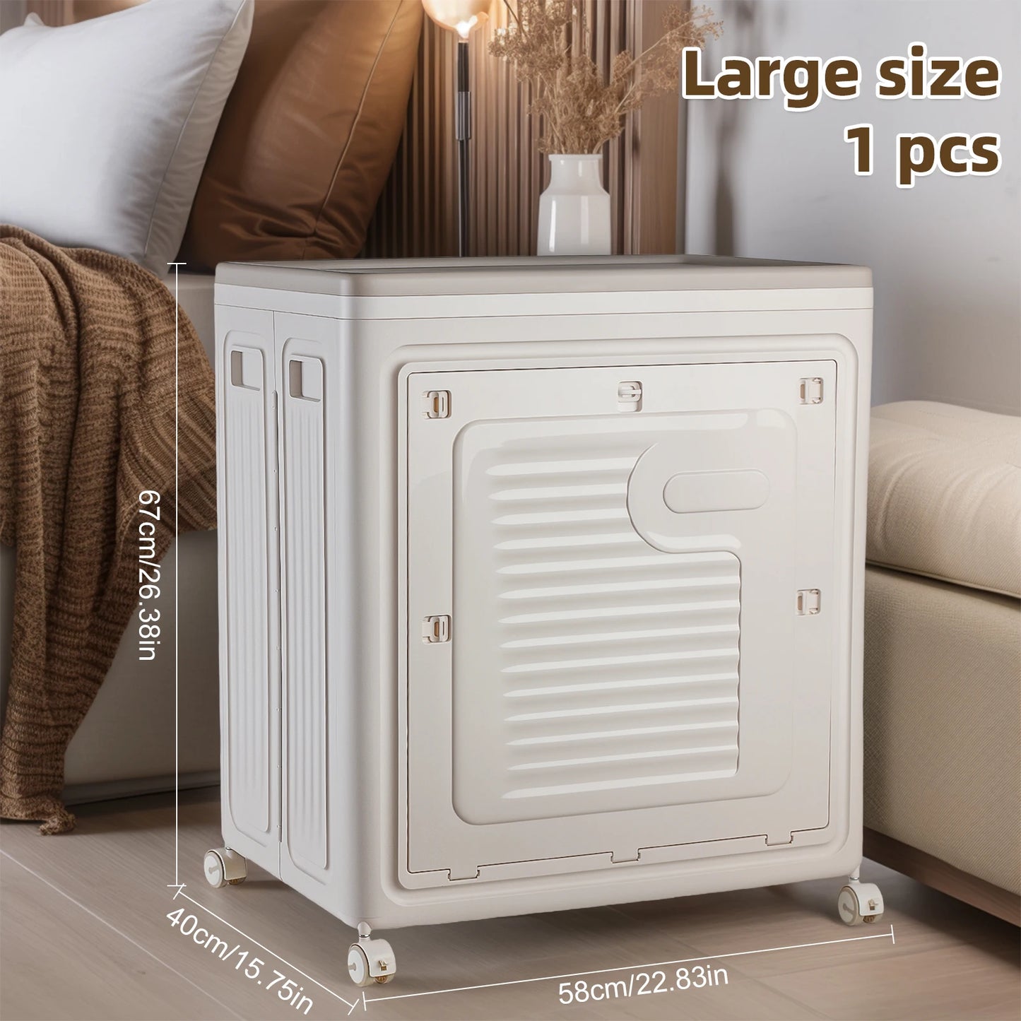 Foldable Storage Box With Wheels Large Capacity Dustproof Organizer