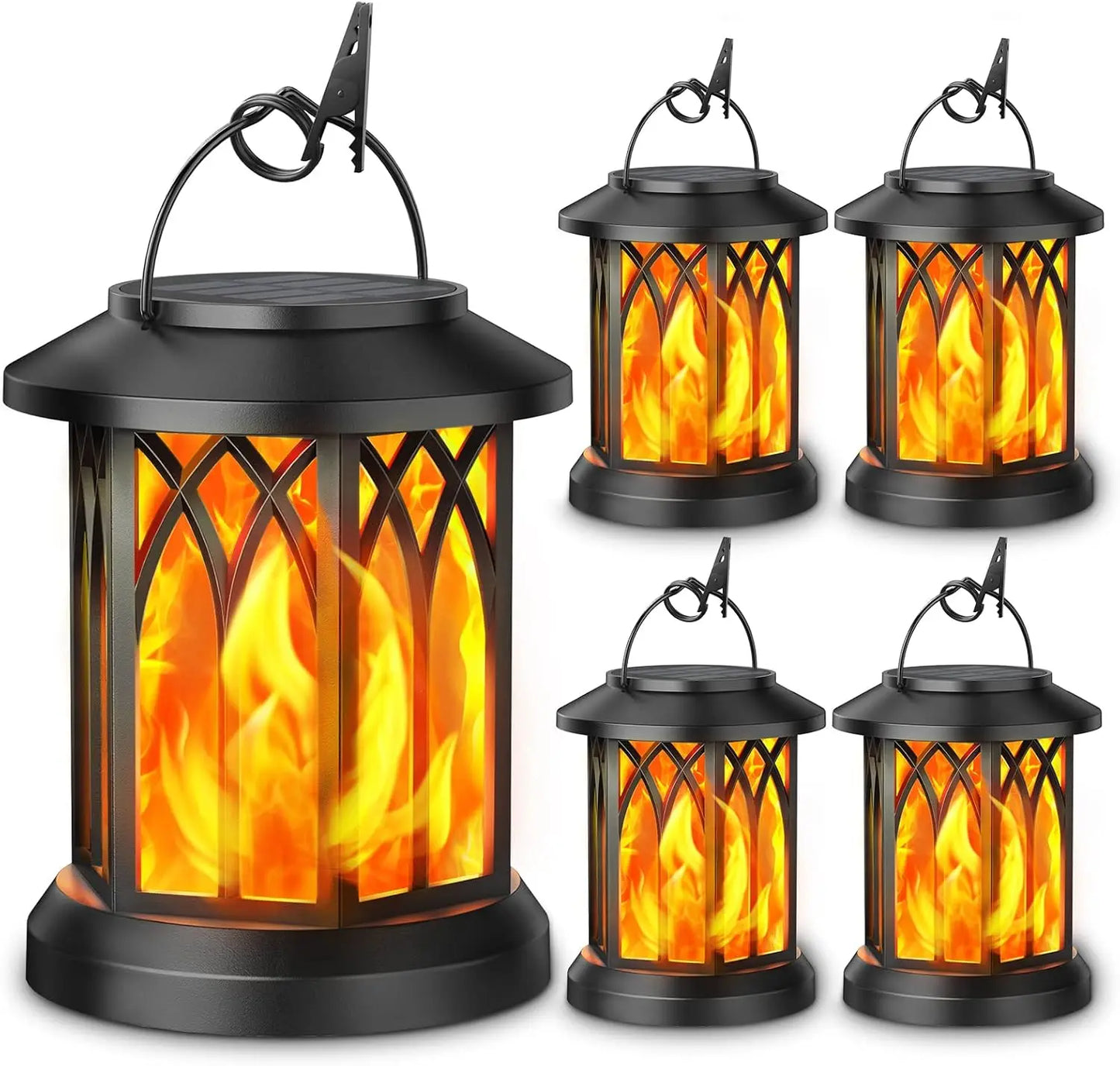 Solar Lanterns Outdoor Led Flickering Flame 4 Pack Waterproof